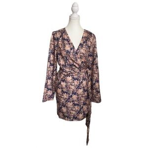RIHOAS Floral Long Sleeve Dress - Navy and Beige